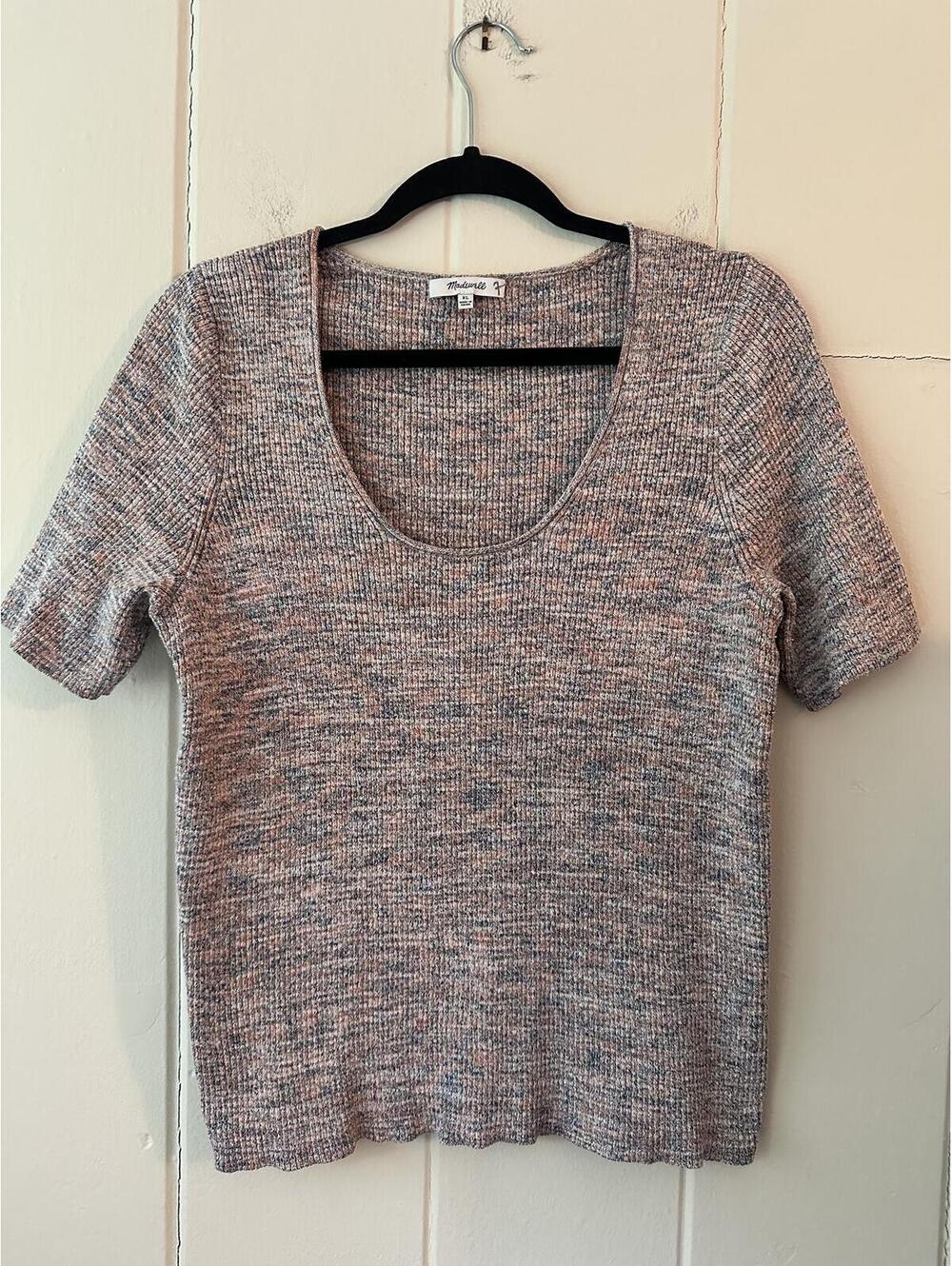 Madewell Marled Willford Sweater Tee in Marled Papaya Lightweight Size XL